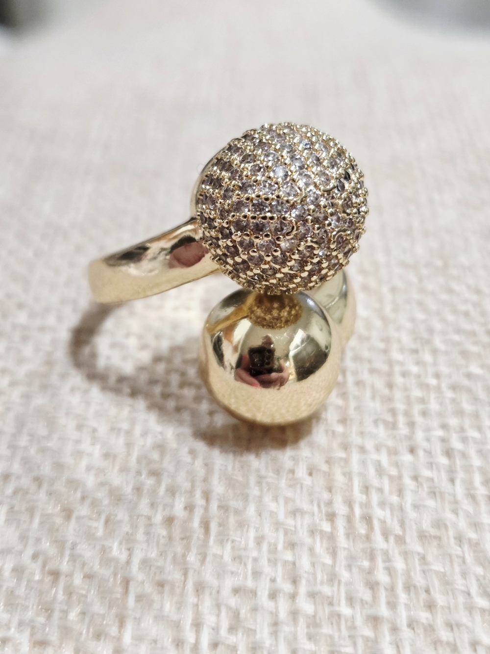 Gold Statement Dome Ring with Pavé Accent~ Size 9